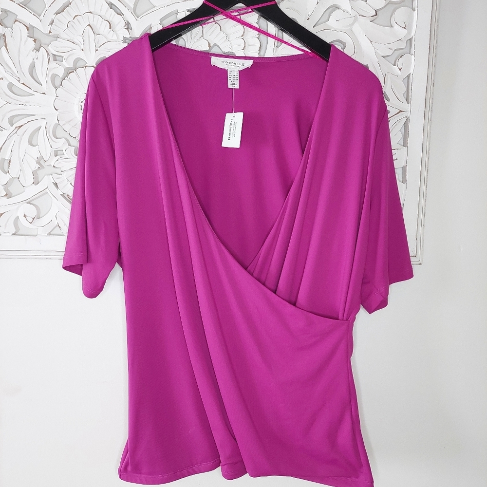 NWT Addition Elle Magneta Pink Wrap Cross-Over Top Size 2X
